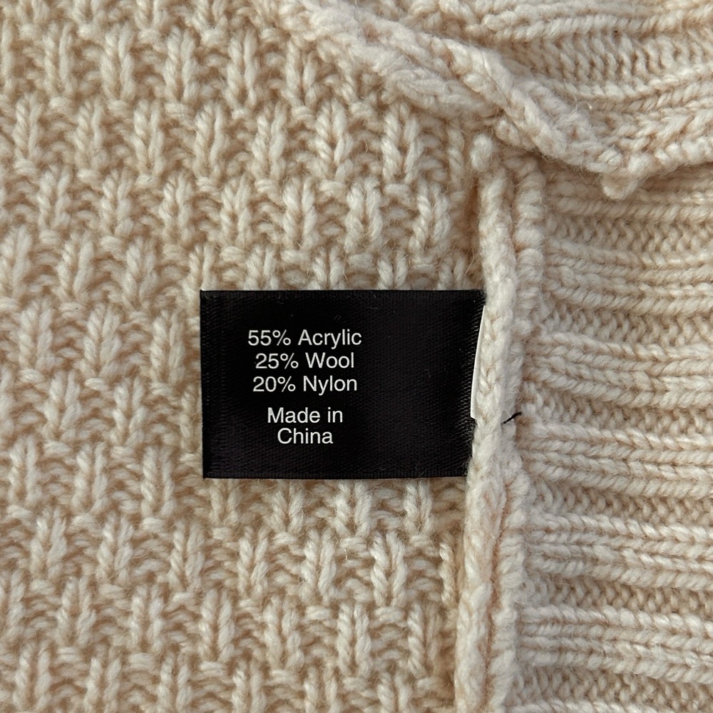 Lane Bryant Women's 14/20 Beige Wool Blend Split Neck Artsy Poncho Sweater NWT - Picture 15 of 16